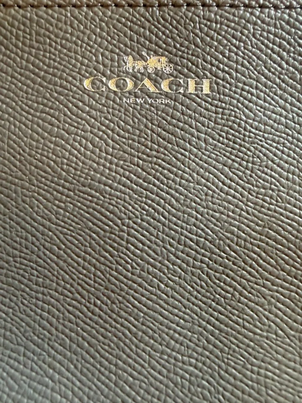 Coach Light Grey Pebbled Leather Wristlet Zip Pouch Wallet Clutch